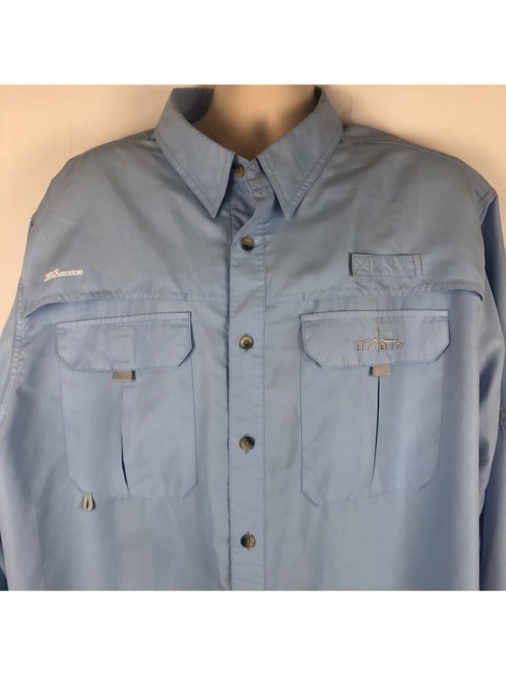 HABIT Long Sleeve Shirt 360* Vented Back Mens sz 2XL Baby Blue - Picture 3 of 8
